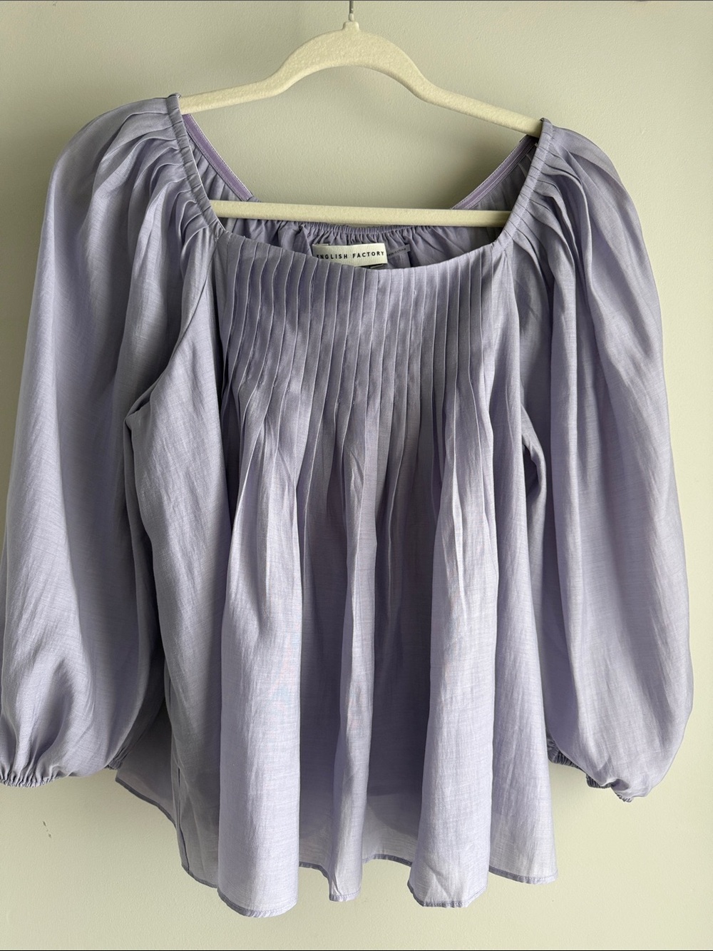 English Factory Lilac Pleated Square-Neck Blouse